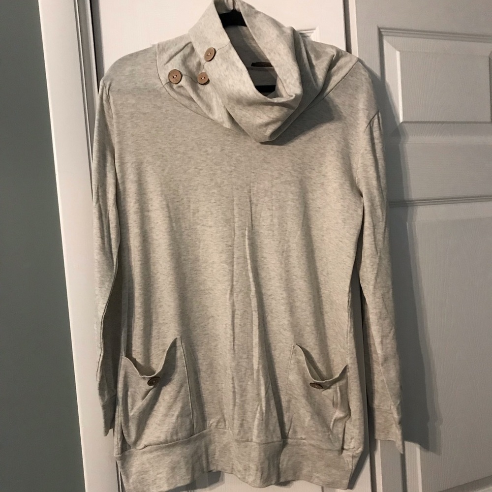 Cowlneck Sweater Tunic with Wood Buttons